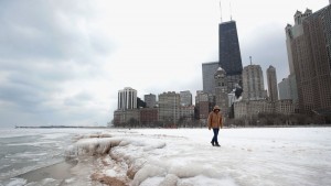 CHICAGO, IL - JANUARY 03: Ice builds up along the shore of Lake Michigan on January 3, 2018 in Chicago, Illinois. Record cold temperatures are gripping much of the U.S. and are being blamed on several deaths over the past week.   Scott Olson/Getty Images/AFP